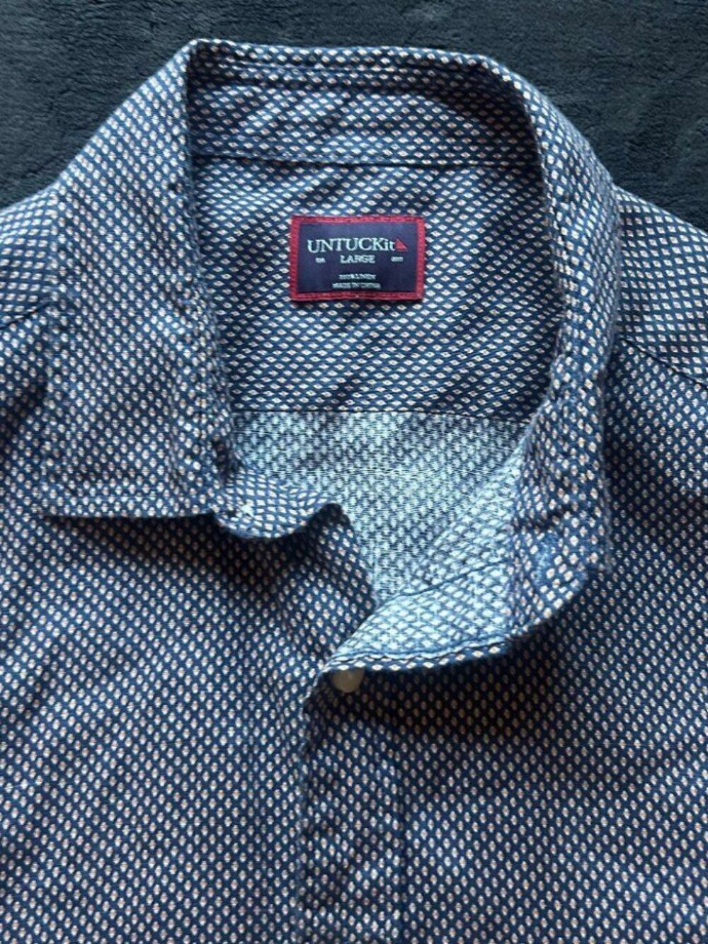 UNTUCKit Cadalso Linen Short Sleeve Shirt Large Blue Ora